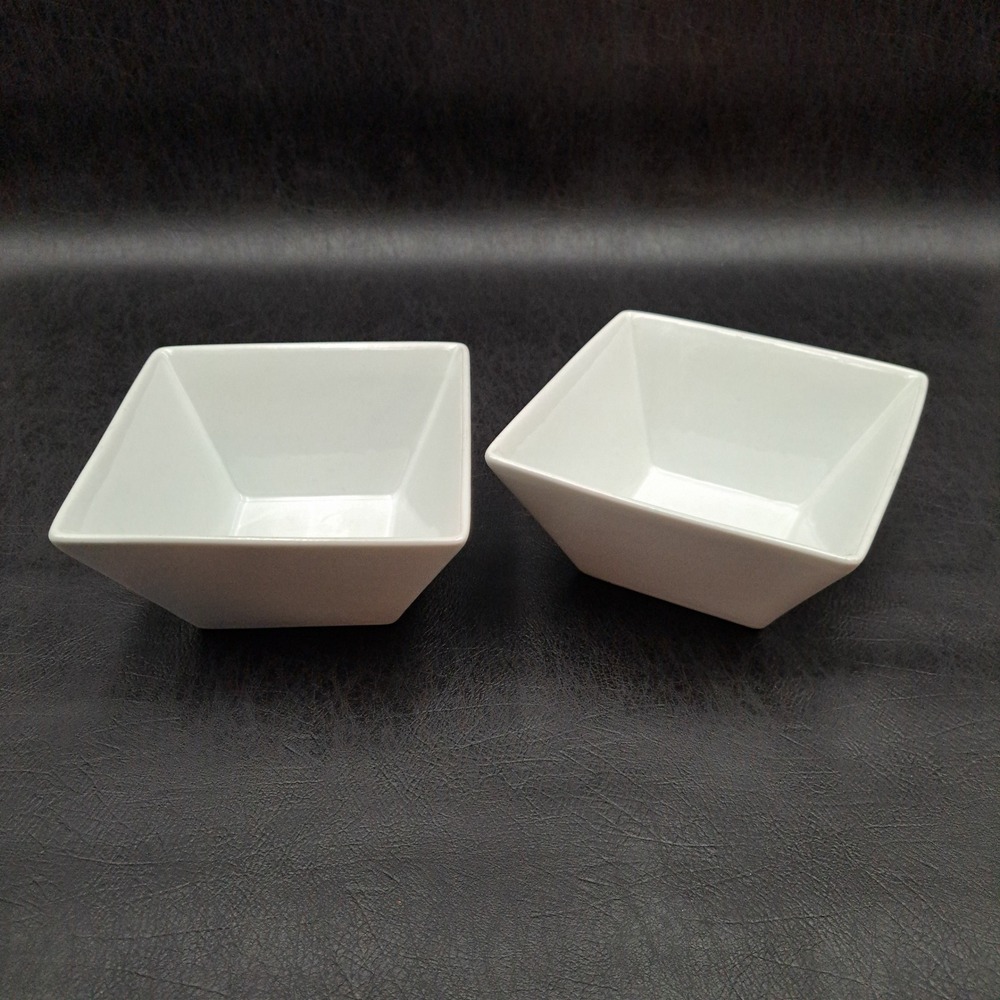 Food Network White Porcelain Square Dipping Bowls Set of 2 Microwave‎ Dishwasher